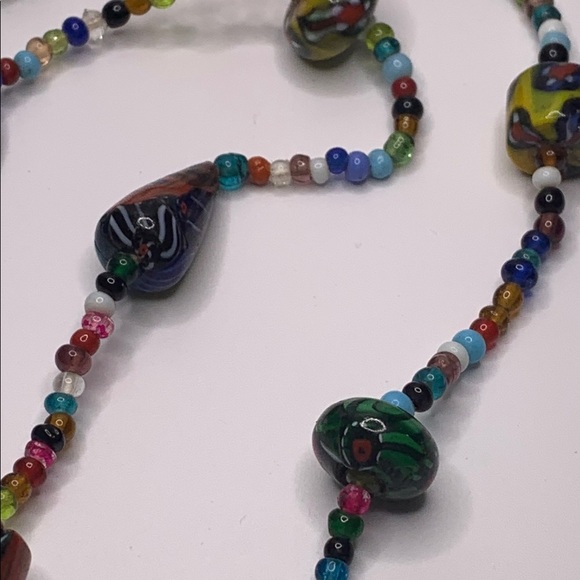 ♥️SALE! 3for$15 Colorful Artisan Glass Beaded Necklace 28” Millefiori Infinity - Picture 8 of 9